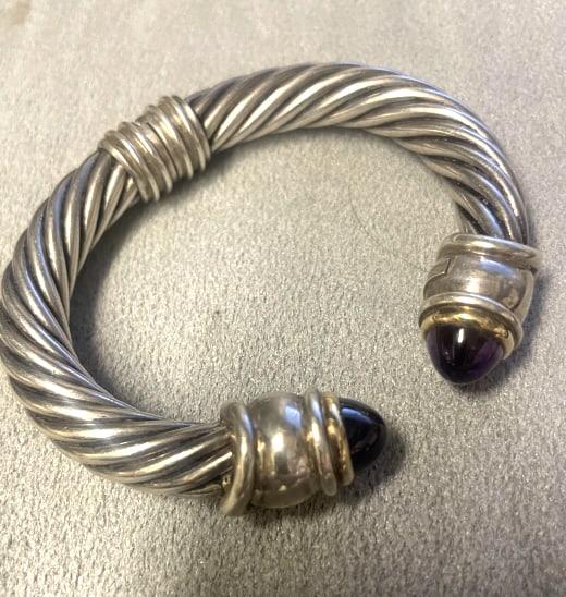 18KT & STERLING BRACELET AMETHYST YURMAN STYLE (1 of 3)