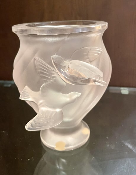 RETIRED LALIQUE CRYSTAL"ROSINE" VASE (1 of 3)