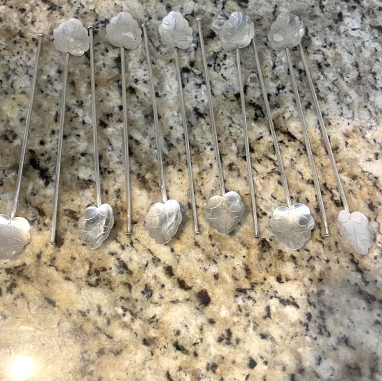 SET OF 11 STERLING SILVER LEAF SPOON STRAWS (1 of 3)
