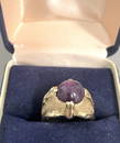 14KT Y GOLD STAR CABOCHON RUBY LADIES RING