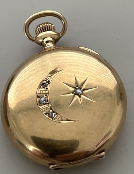 ANT. ELGIN 14KT GOLD & DIAMOND HUNTING CASE WATCH (1 of 4)