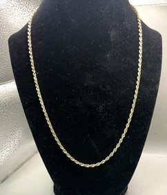 14KT YELLOW GOLD DIAMOND CUT ROPE CHAIN