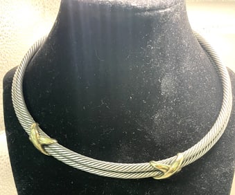 DAVID YURMAN DOUBLE CABLE X NECKLACE CHOKER