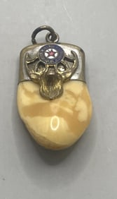 UNIQUE MOOSE LODGE 14KT Y G & SILVER TOOTH PENDENT