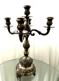 LARGE CONTINENTAL STERLNG SILVER ORNATE CANDELABRA