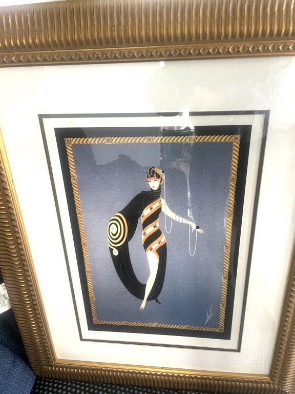ERTE LITHOGRAPH PEARLS&EMERALDS BEAUTIFUL FRAME: Romain de Tirtoff (November 23, 1892 ? April 21, 1990) was a Russian-born French artist and designer known by the pseudonym Ert?, the French pronunciation of his initials, R.T. He was a diversely-tale