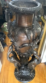 JAPANESE MEIJI PALATIAL BRONZE FLOOR VASE