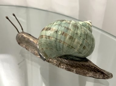 UNIQUE STERLING  SNAIL WITH SHELL PAPER WEIGHT