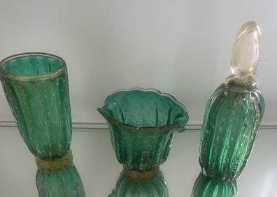 MID CENTURY 3 PIECE MURANO ENSAMBLE DISPLAY ROSSI