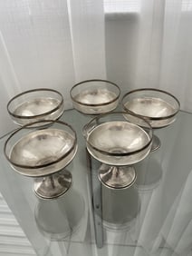 SET OF (5) SIGNED STERLING SHERBETS WITH INSERTS