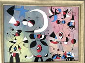JOAN MIRO OIL PAINTING ON CANVAS LARGE