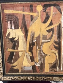 RARE WILFREDO LAM OIL ON JUTE 1959 CUBA (1902-1982