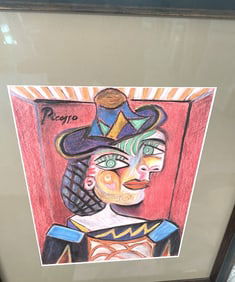 PABLO PICASSO COLORED PENCIL ON PAPER COA