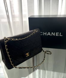 CHANEL BROWN CAVIAR JUMBO FLAP BAG WITH BOX