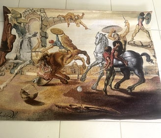 SALVADOR DALI TAPESTRY "BATTLE AROUND A DANDELION"