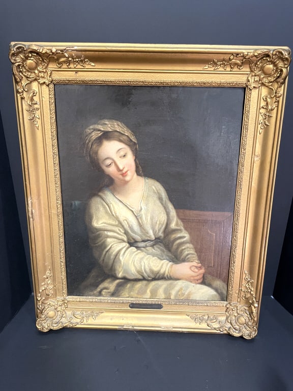 19TH C O/C V. SANDONI PORTRAIT OF A WOMAN: 1834 OIL on canvas aprox 16x 20 plus frame, all original from a Palm Beach mansion