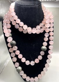 CHINESE EXTRAORDINARY DRAGON NECKLACE PINK QUARTZ