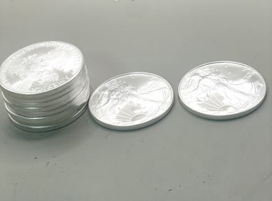 GROUPING (10) 2006 U.S. SILVER EAGLES UNCIRCULATED