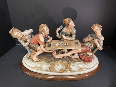 GAME OF POKER - CAPODIMONTE PORCELAIN LARGE FIGURE