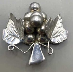 LARGE HEAVY MEXICAN STERLING GRAPE SHAPE PENDANT