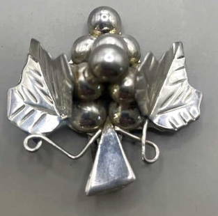 LARGE HEAVY MEXICAN STERLING GRAPE SHAPE PENDANT: About 1 1 /4" long, marked to back as shown weighs