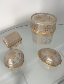 LOT (4) LADIES FROSTED DRESSER BOXES ESTE LAUDER