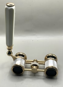 MOTHER OF PEARL GOLD PLATED OPERA GLASSES HANDLE