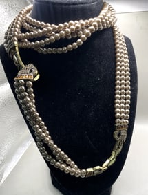 RARE HEIDI DAUS LONG FAUX SEA PEARL NECKLACE