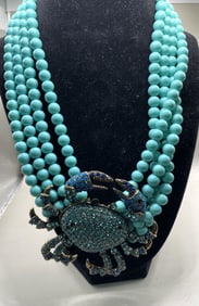 HEIDI DAUS INDIAN FAUX TURQUOISE CRAB NECKLACE