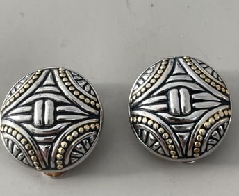 PR  YURMAN STYLE 14KT & STERLING CLIP ON EARRINGS
