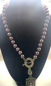 HEIDI DAUS FAUX DIAMON AND BRONZE NECKLACE