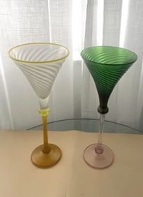 LARGE VENETIAN ART GLASS LARGE MARTINI GLASES