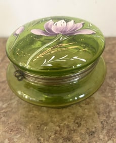 VINTAGE HAND PAINTED BOHEMIAN LIDDED DRESSER BOX