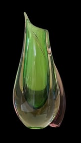 GORGEOUS  MID CENTURY ( 4) COLOR  MURANO SIGNED ART GLASS VASE