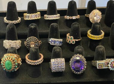 LOT OF (15) STERLING HI FASHION LADIES RINGS