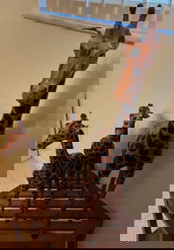 LOT OF (3) LEATHER GIRAFFES MOTHER 2 BABIES