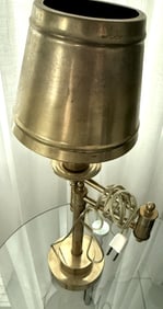 MID CEN HEAVY BRASS/ BRONZE SWING ARM TABLE LAMP