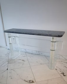 KARL SPRINGER VTG MID CENTURY DEMILUNE LUCITE CONSOLE TABLE