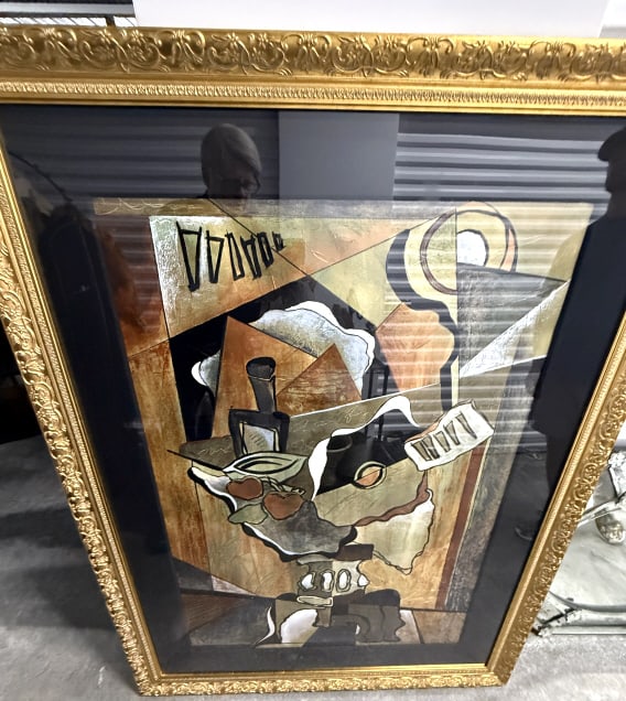 DAVID CLEARY IRISH/AMERICAN LARGE ABSTRACT OIL: Measures 42" x 29" plus 7" thick frame, contemporary artist whoose works sell into the thousands