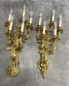 SET OF (2) HEAVY BRONZE WALL SCONCES ELECTRIFIED