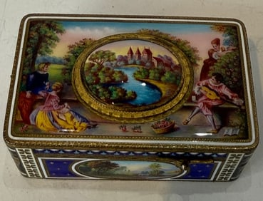 ANTIQUE GERMAN SILVER & ENAMEL SINGING BIRD BOX