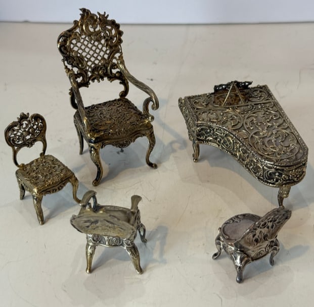 VINTAGE SILVER MINIATURE PARLOR SET (1 of 3)