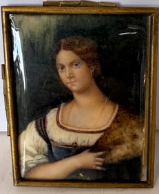 LOVELY VICTORIAN HAND PAINTED PORCELAIN PLAQUE OF WOMAN
