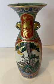 ANTIQUE MEIJI JAPANESE SATSUMA FLORAL  VASE