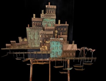 CURTIS JERE 1971 SEASIDE HOUSES WALL SCULPTURE