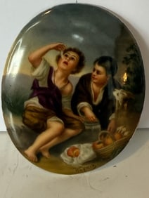 GERMAN  PORCELAIN PLAQUE "PIEEATERS" PAINTED BY "WAGNER"