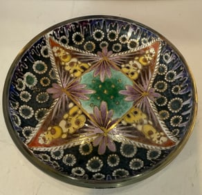 VINTAGE HAND ENAMELED DECORATIVE SPANISH MADE BOWL