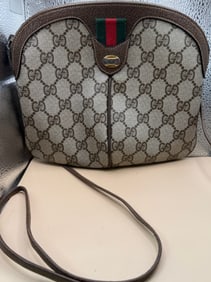 GUCCI VINTAGE MONOGRAMED SHOULDER CANVAS BAG