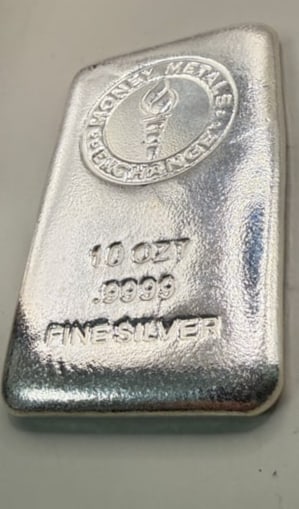 10 OZ .999 SILVER MONEY METAL EXCHANGE BAR: EXCELLENT CONDITION