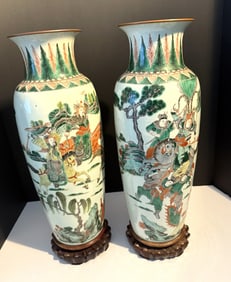 PR. RARE CHINESE FAMILE VERTE ANTIQUE VASES LARGE